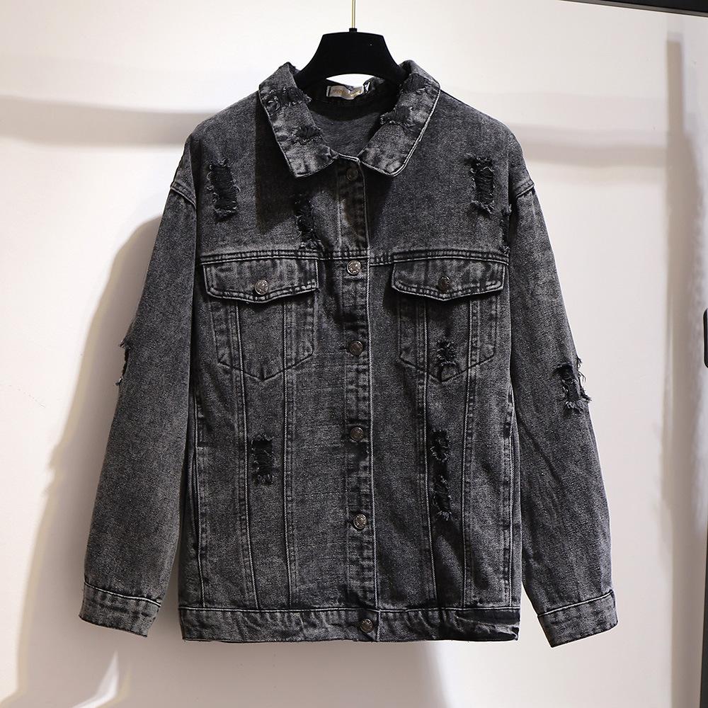 

Женская джинсовая куртка больших размеров, весенне-осенняя тонкая джинсовая куртка, свободные куртки, топы 5XL