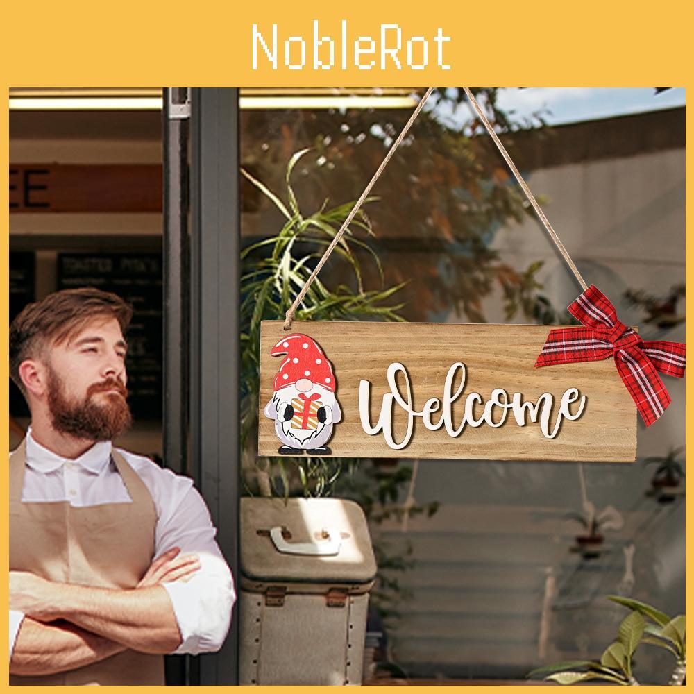 Festliches hölzernes Weihnachts-Türschild Dekorative Wichtel Willkommensplakette Geschenkbox Rudolf-Stil