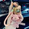 Trendy Knitted Bear Keychain: 3D Cartoon Figurine Pendant for Backpacks & Cars, Women's Cute Ornament Gift.