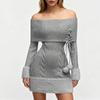 Women's Off-the-Shoulder Knitted Sweater Dress Long Sleeve Fashion Dress