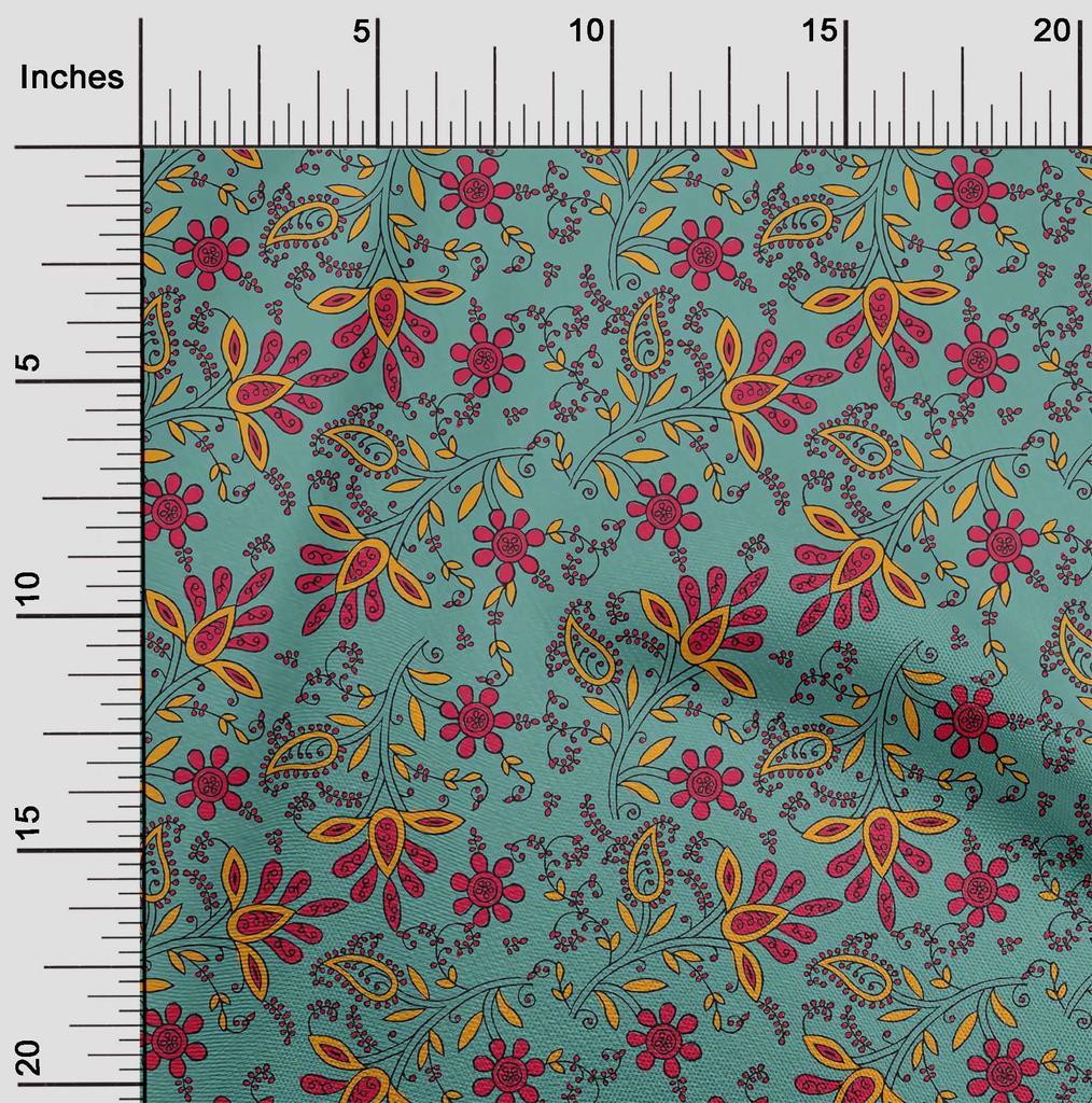 oneOone Bavlna Flex Fabric Listy & Floral Block Print Fabric By Yard 40 Inch