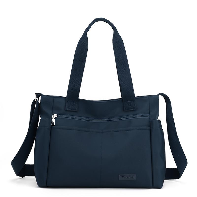 Borsa A Tracolla Donna In Nylon Leggera, Grande Capacità Con Tasca Frontale, Casual E Alla Moda