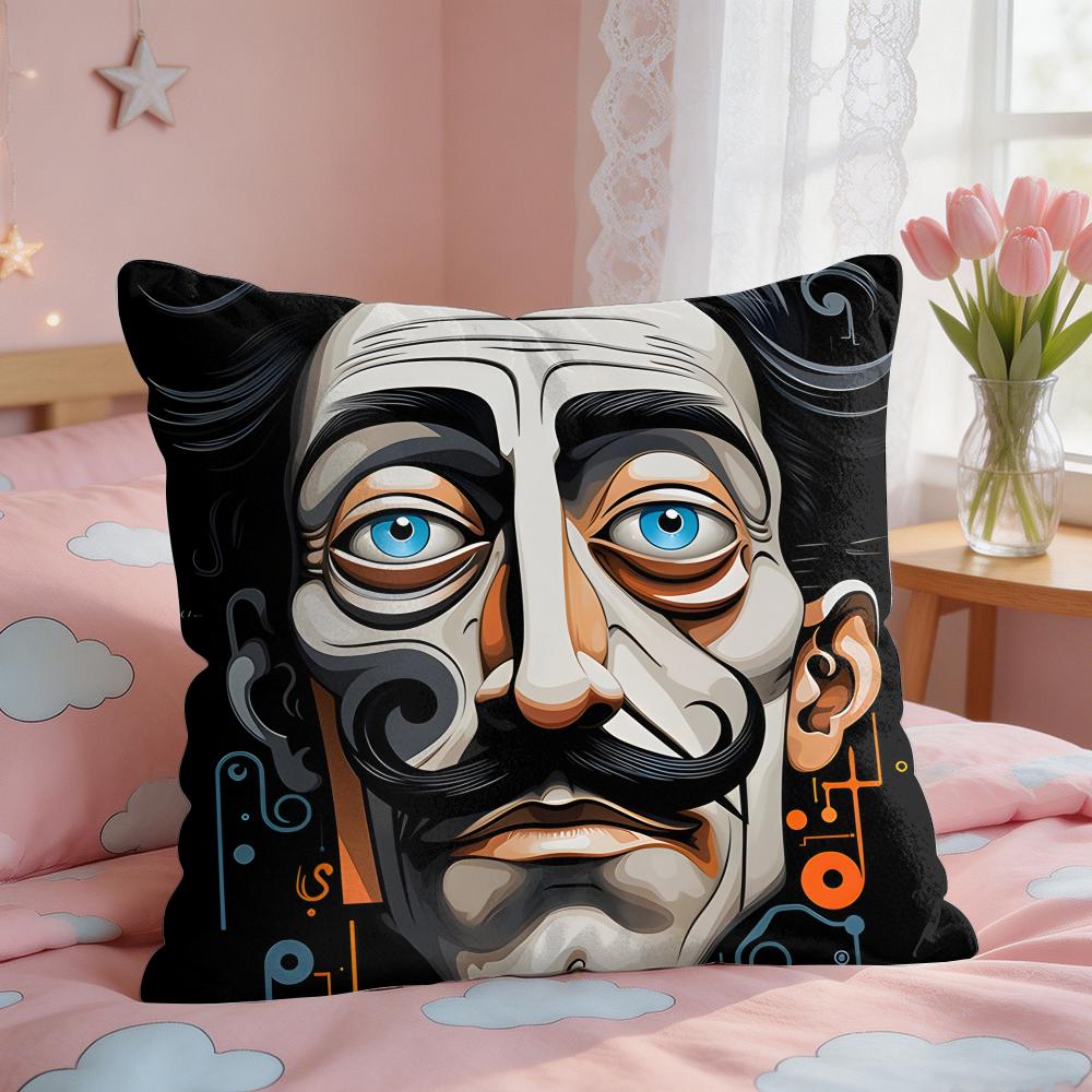 SSalvador Dali Abstract Cushion Cover Square Short Plush Pillow Case Living Room Sofa Home Decor Funda X