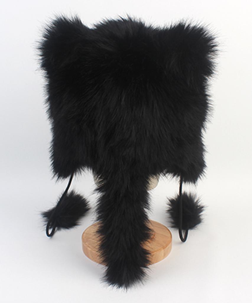 Yunibeosyeolkemiseuteuli Fox Black Poly Fur Balaclava Fox Hat