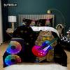 Cartoon Cat Duvet Cover Set Cute Cat Head Room Decor Bedding Set Colorful Pet Twin Double Queen King Size Polyester Qulit Cover