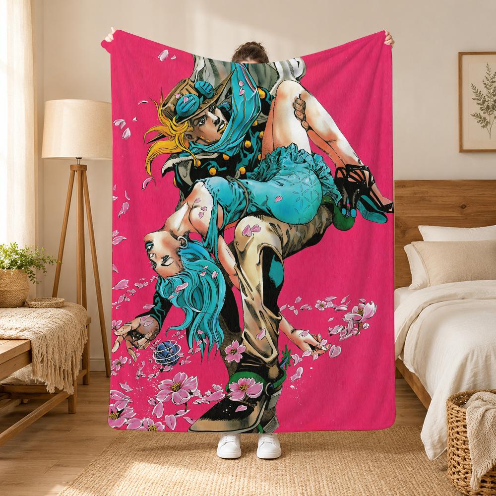 JoJos Bizarre Adventure Anime Throw 240g Flannel Blanket, Suitable for Sofas, Beds, Offices, Exquisite Gift Blankets