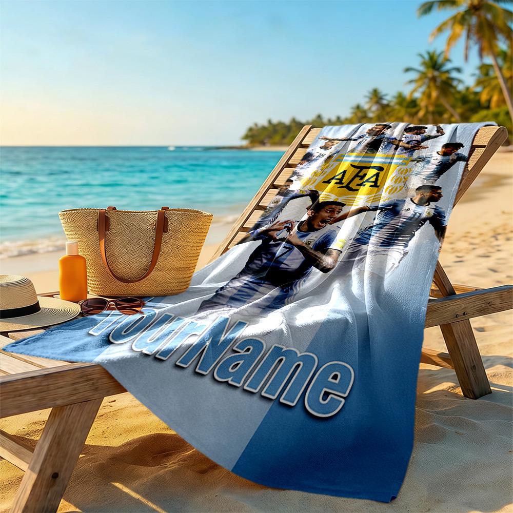 Messi Customized Name Beach Towel High Absorbency & Quick-Dry Ideal for Travel Outdoor Swim Pool Yoga Surf Camping Hiking Gym Gift Holiday