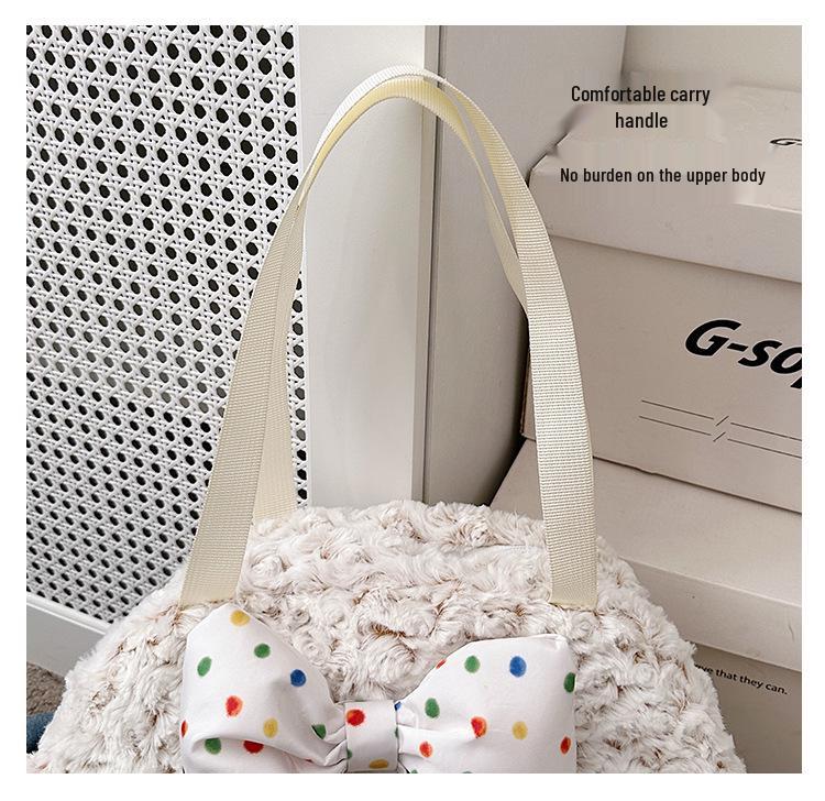 Large Capacity Cute Cartoon Lamb Wool Tote - Women's Autumn/Winter Japanese Backpack
