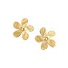 GEMCHIC Women's Vintage 18K Gold Plated Stainless Steel Five-Petal Flower Earrings Luxury Textured Floral Studs Fashion Jewelry