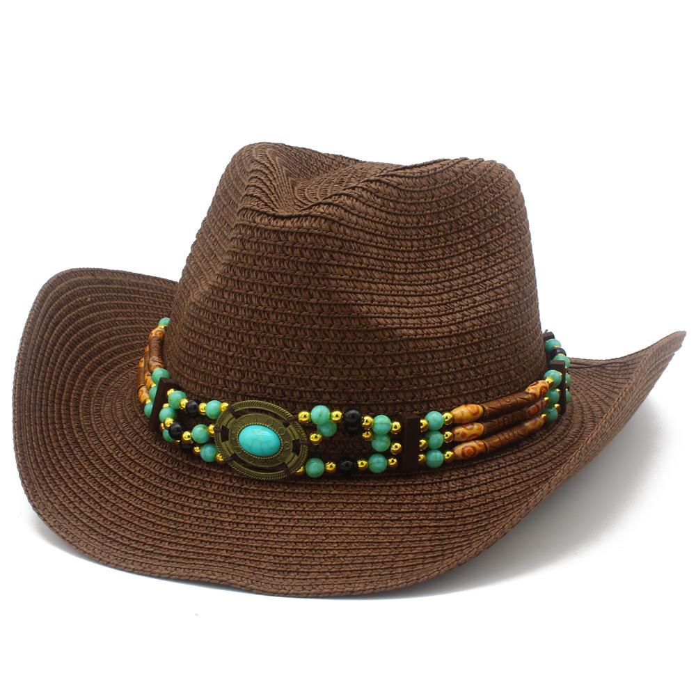 Brown Sunscreen Visor Simple Curved Brim Literary Retro Cowboy Hat Trend European and American Style Panama Straw Hat