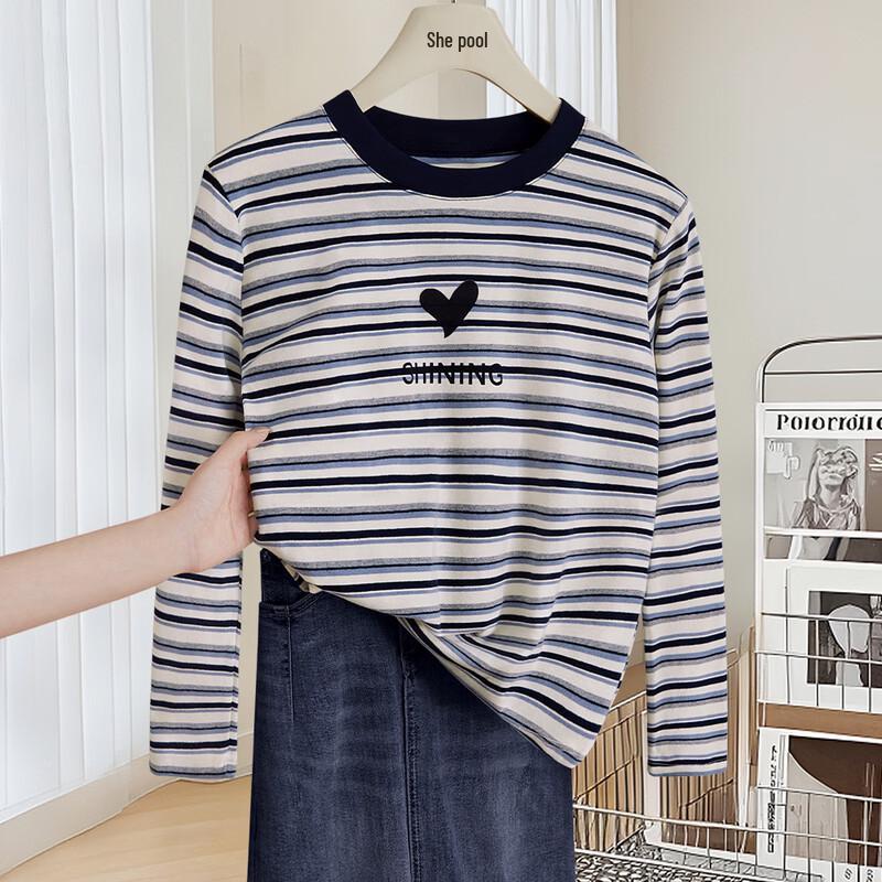 Women s Color Block Stripe Round Neck T-Shirt S
