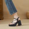 Fashion Casual Muffin Bottom with Skirt Thick Heel High Heels One Word with Beach Shoes Women's Light Sandals
