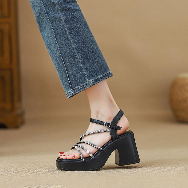 Fashion Casual Muffin Bottom with Skirt Thick Heel High Heels One Word with Beach Shoes Women's Light Sandals
