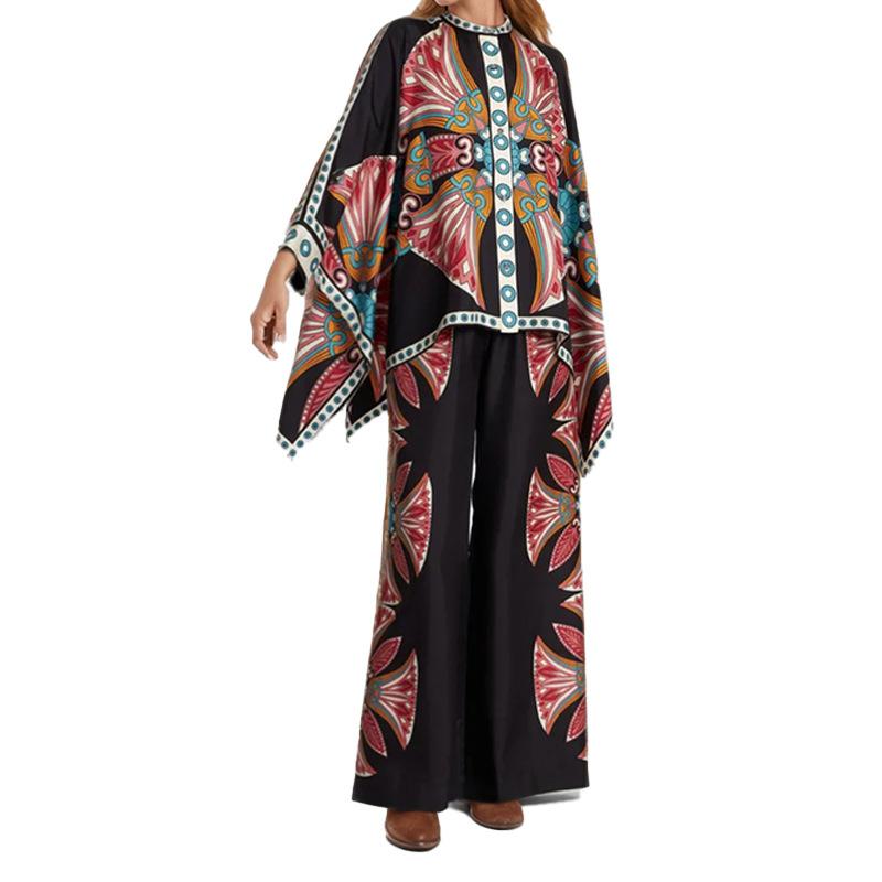 1116 summer new women's clothing, European and American fashion suits, loose printed tops and trousers two-piece set