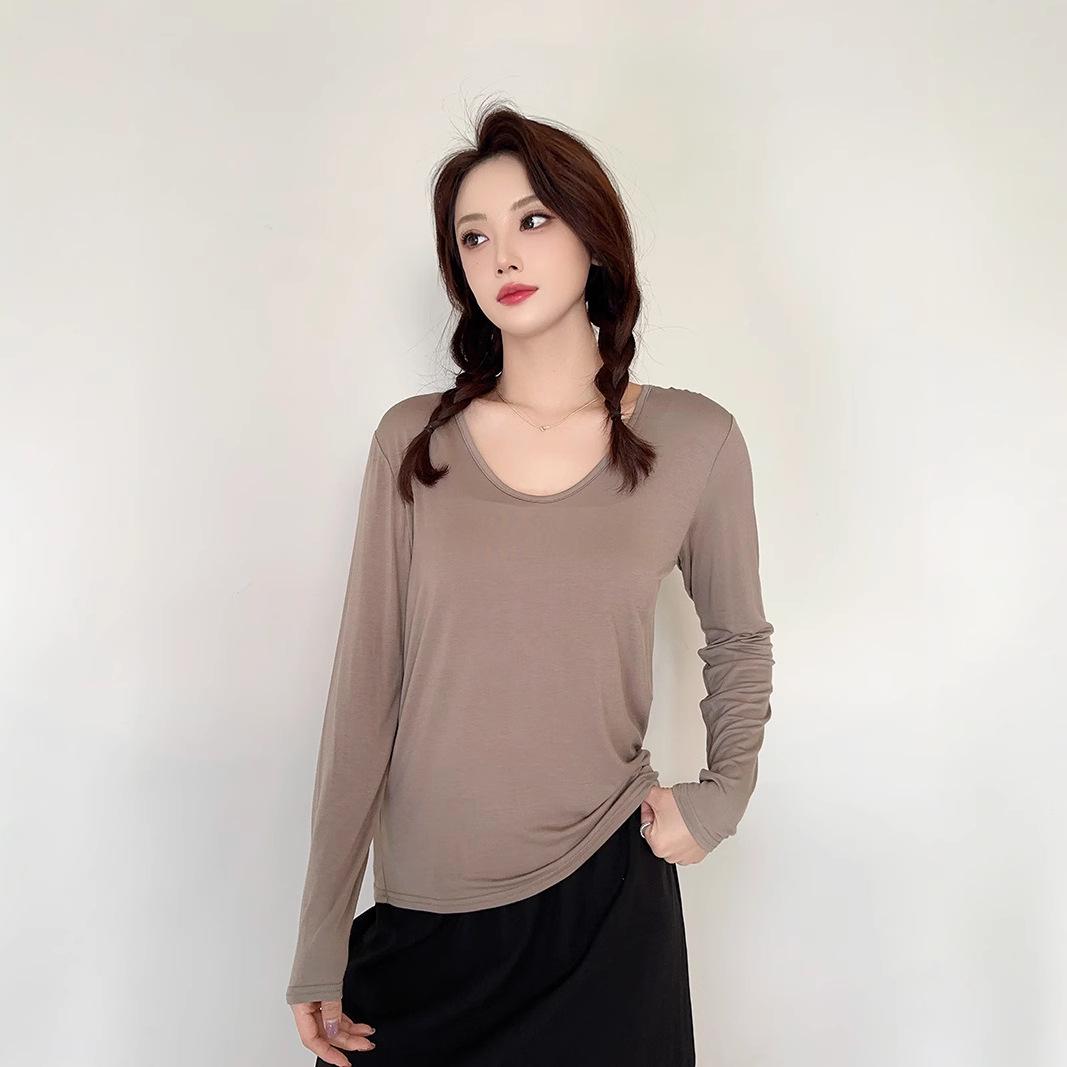 

2025 Women s Slimming Long-Sleeve Modal Top - Spring & Autumn Plus Size M