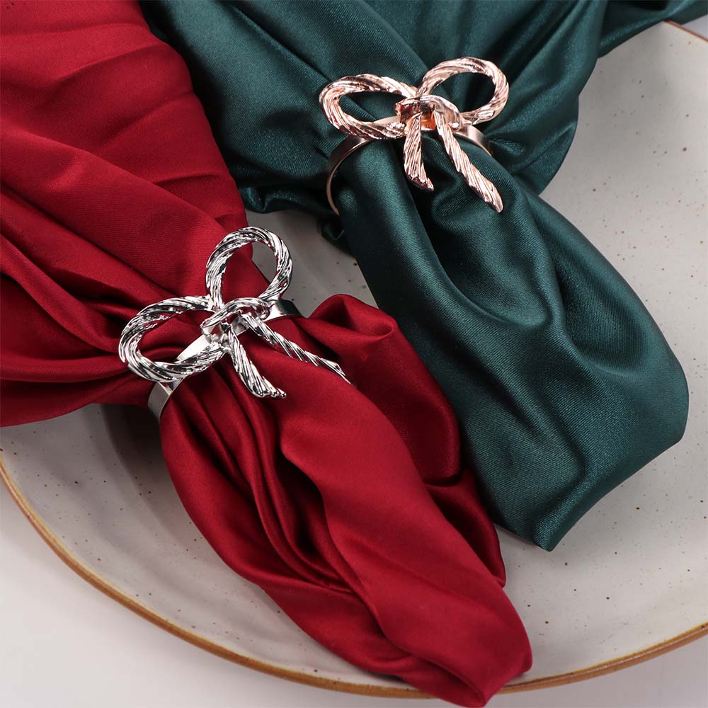 6 Pieces Elegant Metal Napkin Holder Sturdy Napkin Buckle Bow Knot Napkin Rings Wedding Table Decor