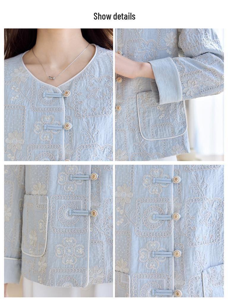 Damen Retro Stickmantel - Frühling/Herbst 2025 Mode für einen jugendlichen Look