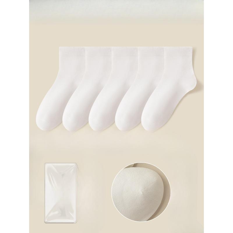 5 Pairs of Female Summer Cotton All Match Pure Color Loose Mouth Anti Bacterial Anti Odor Cotton Socks