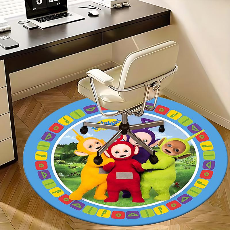 Tappetino Sedia Teletubbies Tappeto Rotondo - Tappeto Ufficio, Lavabile in Lavatrice, Antiscivolo, Adatto per Soggiorni, Camere da Letto
