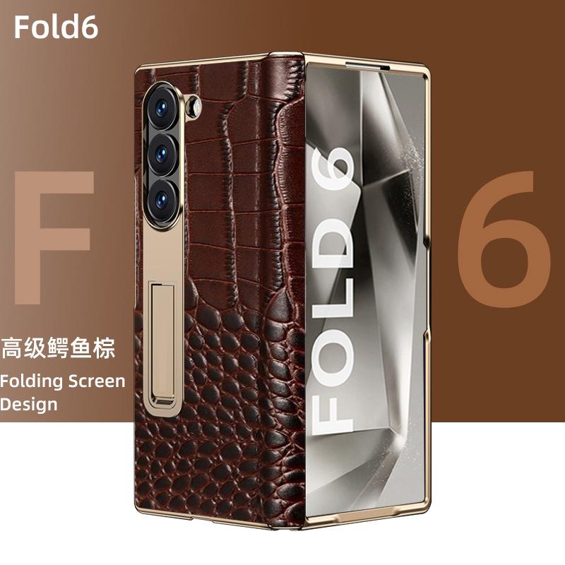 Genuine Leather Flip Case for Samsung Galaxy Z Fold3 4 5 6 W22 W23 W24 Business Bracket Cover
