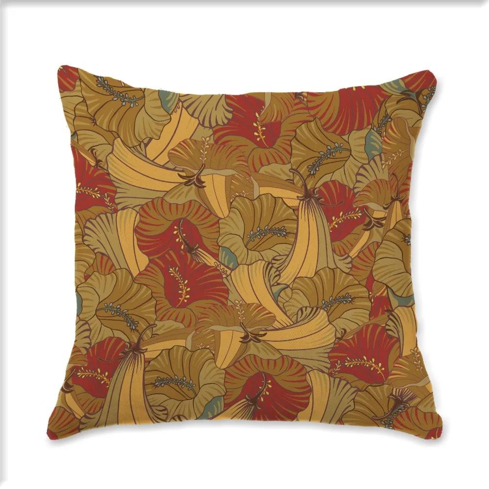Vintage Plant Flower Style Single Side Digital Printing Bohemian Pillowcase Car Sofa Cushion Suite Bedroom Bedside Decoration