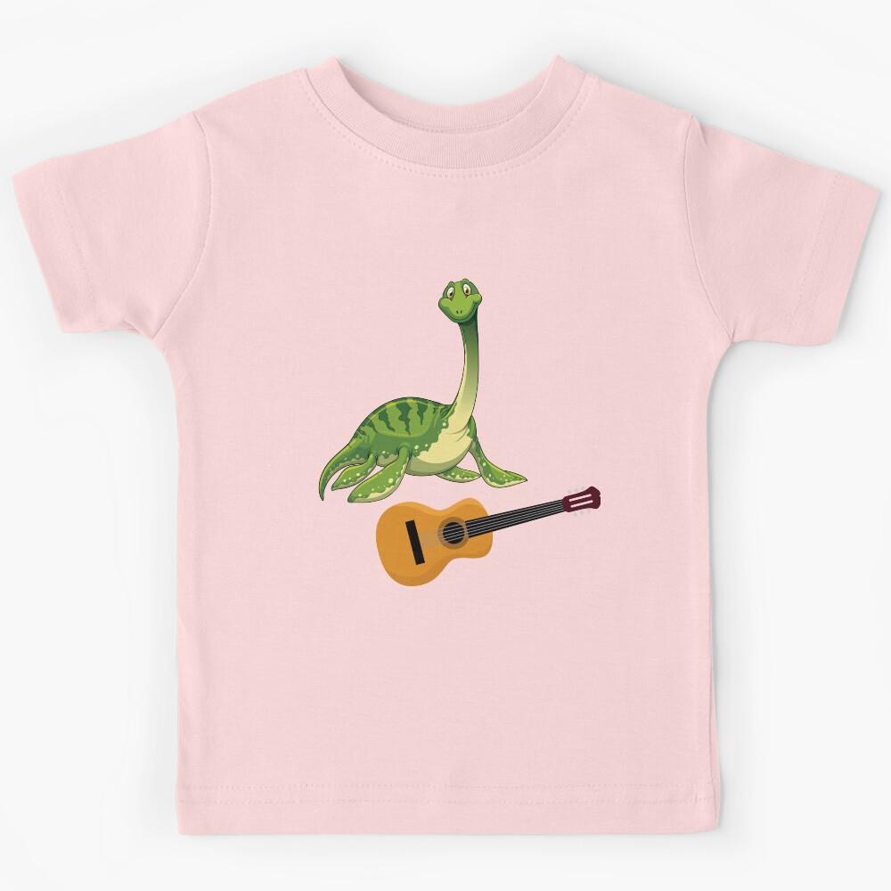 Dinosaur Playing Guitar ,Funny Good Dinosaur Guitar Lovers Cute Green Design Kids T-Shirt 100