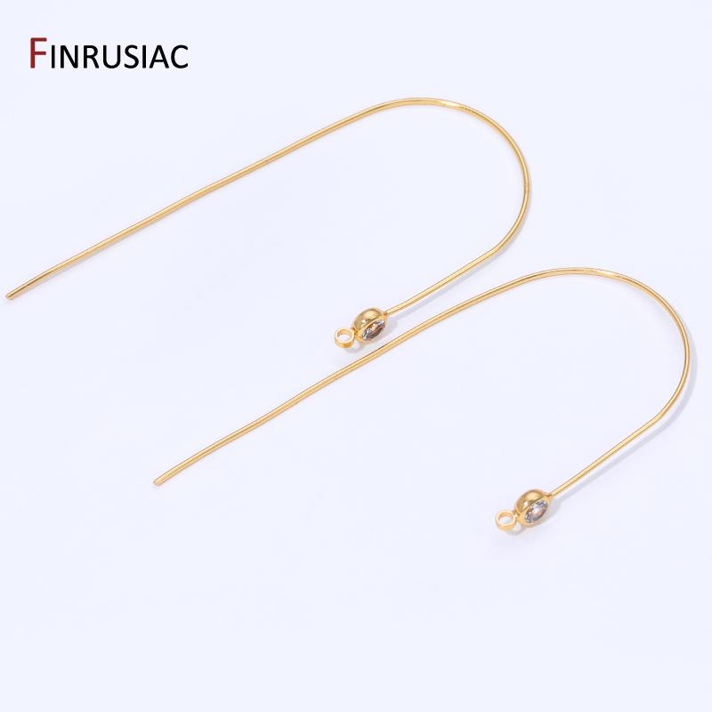 14K Gold Plated Brass Inlaid Zircon Ear Wire Hooks Earring Making Supplies,Earring Hooks Clasps For DIY Jewelry Making Findings