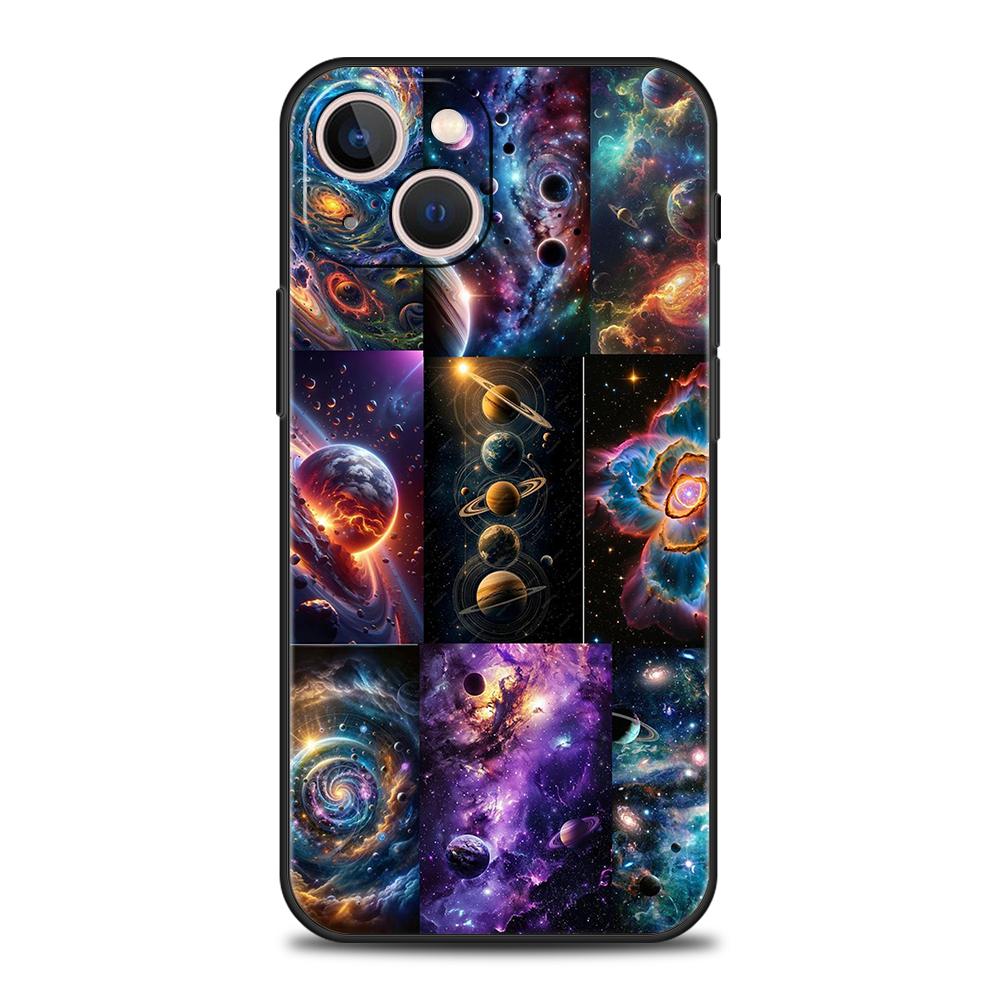 Phone Case Cover for iPhone 17 16 15 14 13 12 Pro Max 11 Pro Max 17 AIR Plus Shockproof Soft TPU Shell Universe Starry Sky Moon