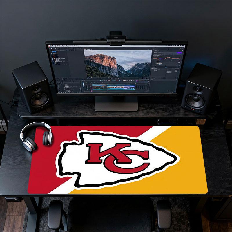 KC Chiefs Mouse Pad, Large Gaming Desk Mat, Non-slip XXL Mousepad for Laptop & Tablet, Mini PC Playmat with Stitched Edges