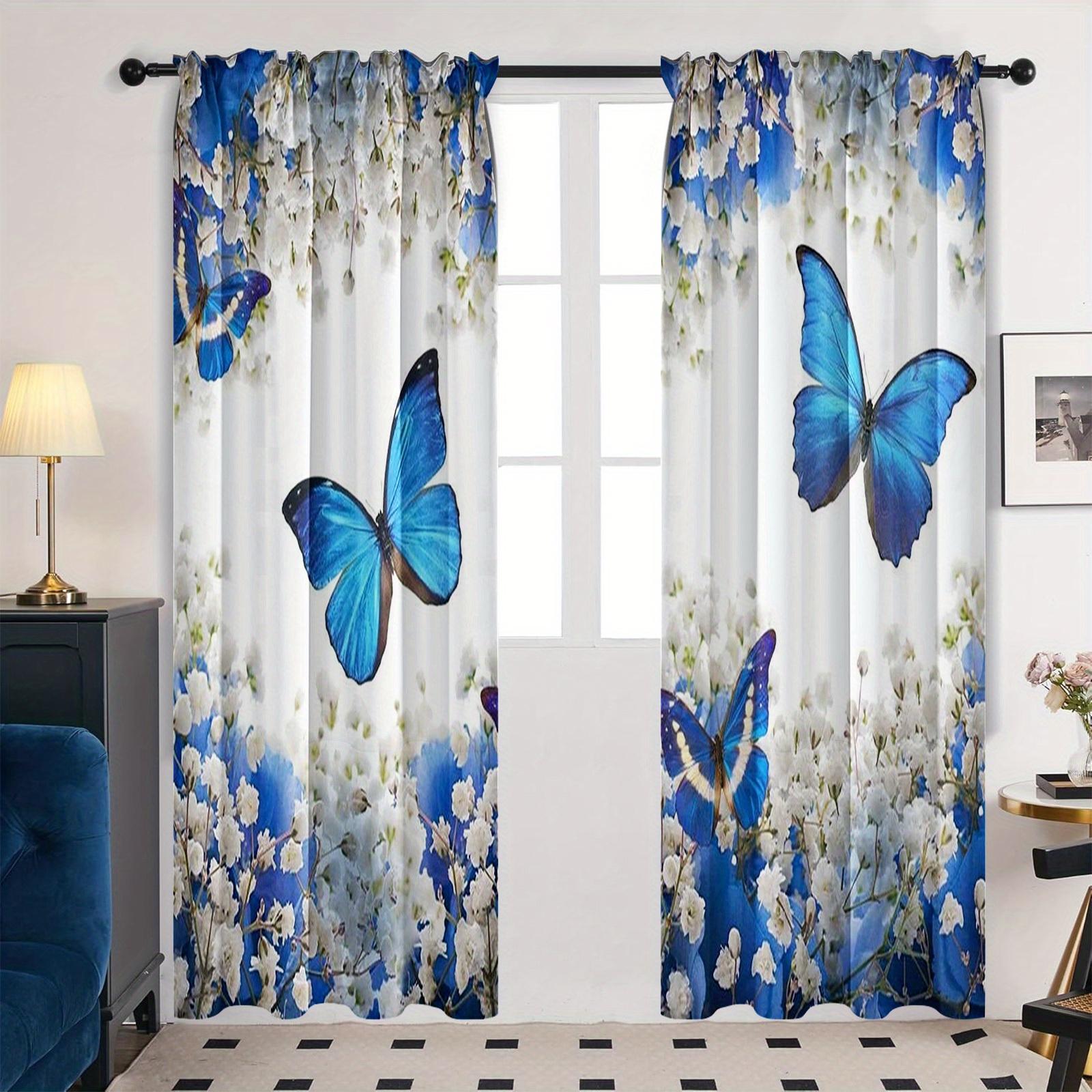 

2 шт. - Бабочки танцуют грациозно - Шторы с принтом, Шторы с кулиской 14*39, Домашний декор, Декор комнаты 14Wx39L(35x100CM)x2