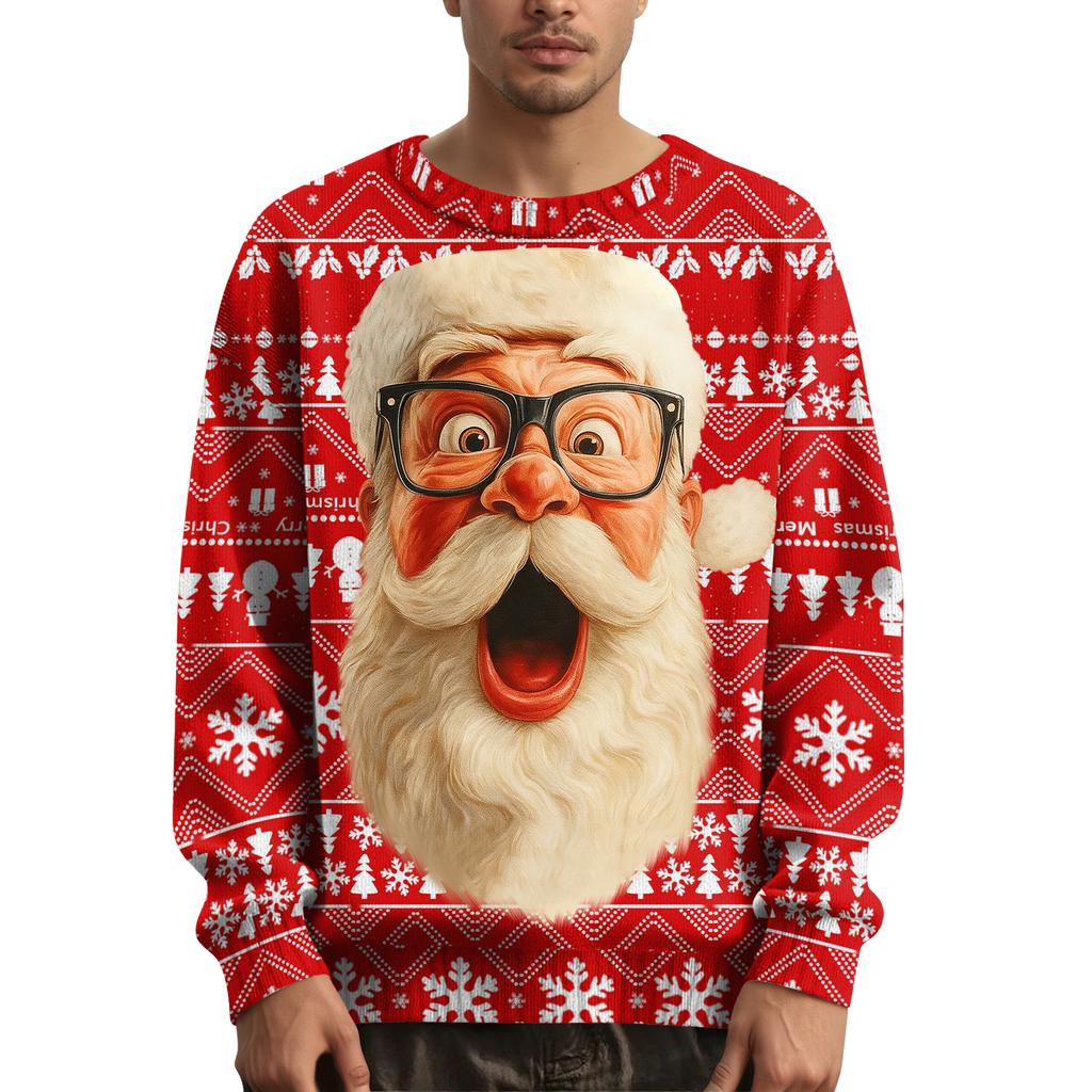 Herren Weihnachts Pullover mit bedrucktem Kragen