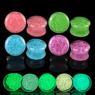 2pcs 6-50mm Glow In the Dark Ear Plug Tunnels Gauges Ear Expander Stretcher Body Jewelry for Women Men