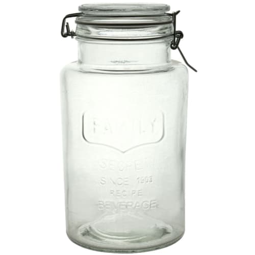 Living Glass Storage Canister, Medium, Approx. 2.0L Capacity, 12.2cm Diameter X 23.3cm Height, Clear Almond