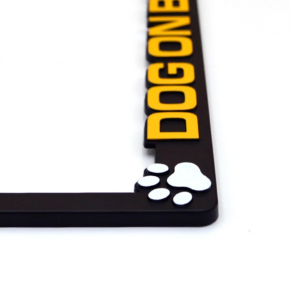 DOG ON BOARD 3D License Plate Frame, Matte Black, License Frame, Dog, Car, Dog