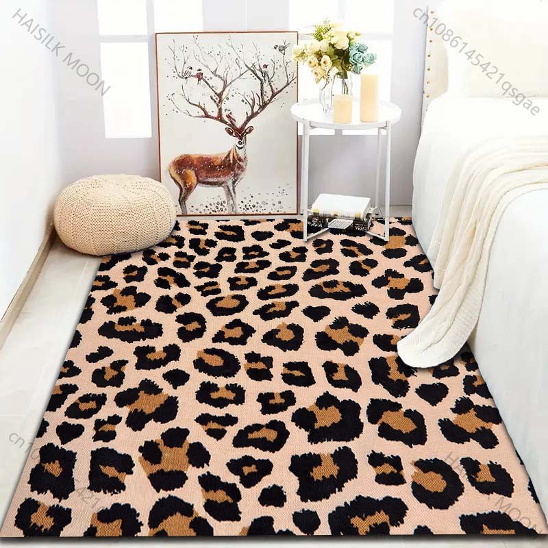 1PC Wild Leopard Print Carpet for Living Room Bedroom Sofa Doormat Decor Sofa Area Rug Non-slip Floor Mat Large Size