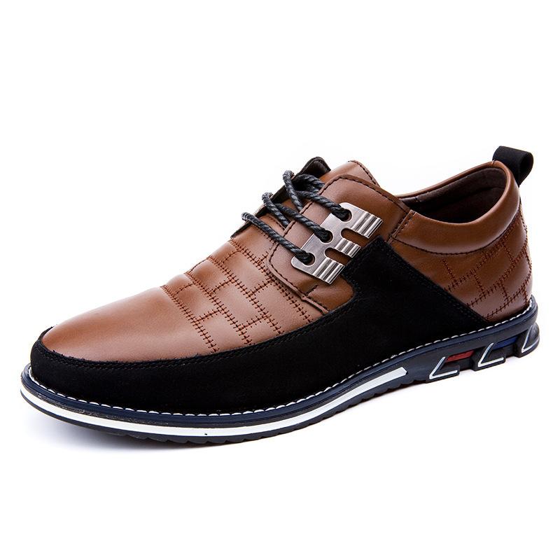 Large Size 2025 Autumn Men's Casual Leather Shoes Men's Shoes Without Shoelaces, One Pedal or Lace-up British Men's Shoes