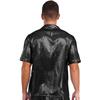 Mens See Through Shirt Turn Down Collar Short Sleeve Water Ripple Shine Beachwear Clubwear Top