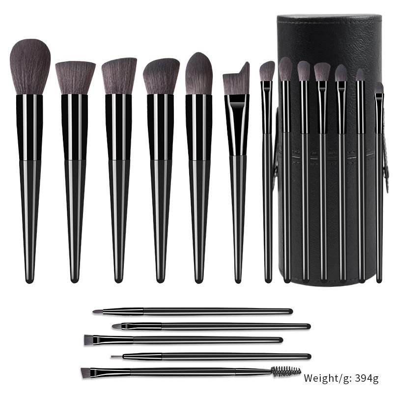 18 Black Makeup Brush Set  High-quality Solid Wood Handle Makeup Brush Complete Set