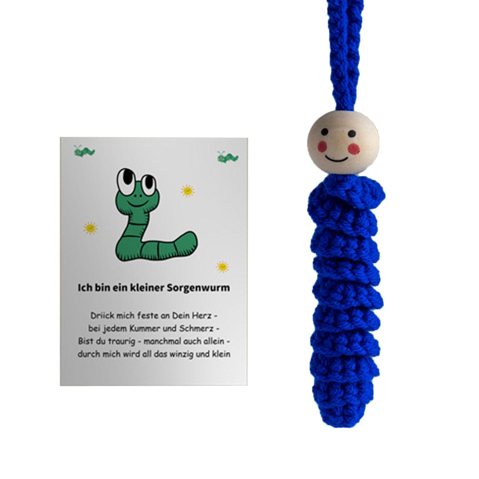 

Ручне в язання Worry Worm з карткою комфорту Сенсорна іграшка Fidget для зняття стресу Психічне здоров я Портативна подарункова картка темно-синього кольору