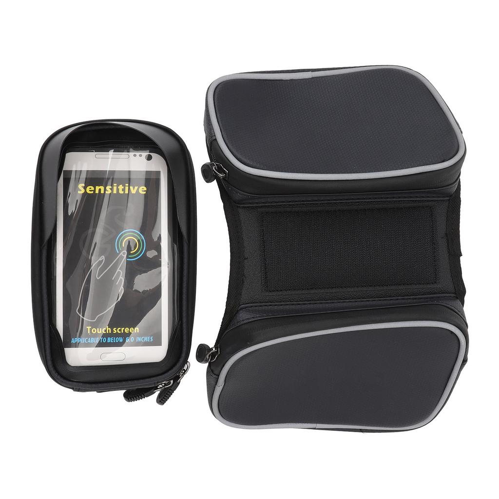 Bolsa Delantera para Cuadro de Bicicleta Impermeable con Soporte para Teléfono con Pantalla Táctil Reflectante Desmontable Carcasa Dura Bicicleta