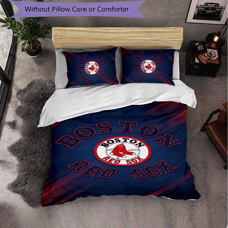 Boston Red Sox Pattern Microfibra Set Biancheria da Letto 3 Pezzi Decorazione Copripiumino Set Per Camera da Letto Uso Domestico