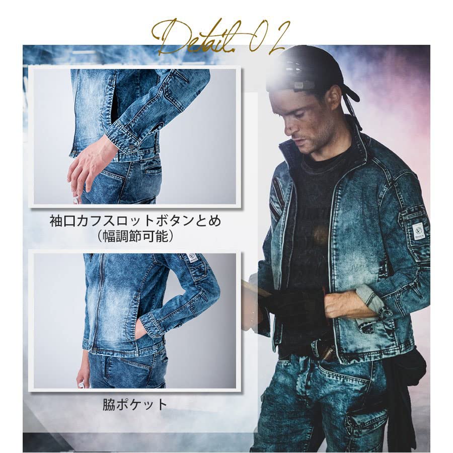 EVEN RIVER Stretch Powder Denim Blouson, Powder Blue, USD807, Size 69, M