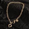 Fashion Trend OT Buckle Hollow Love Necklace Hip-hop Cool Punk Metal Pendant Clavicle Chain Women's Necklace