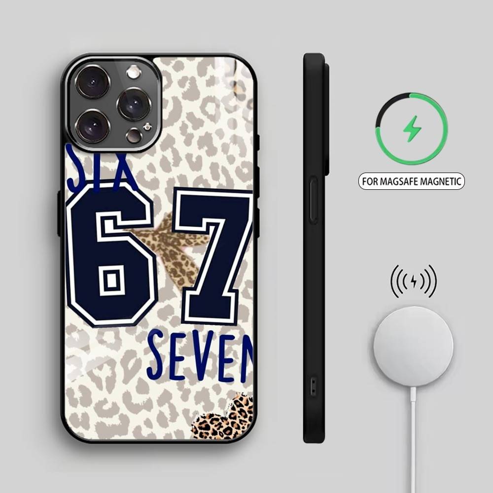 67 S-Six Seven Coque de Téléphone Pour iPhone17,16,15,14,13,12,11 Plus,Pro Max Magnétique Pour Magsafe Chargement Sans Fil