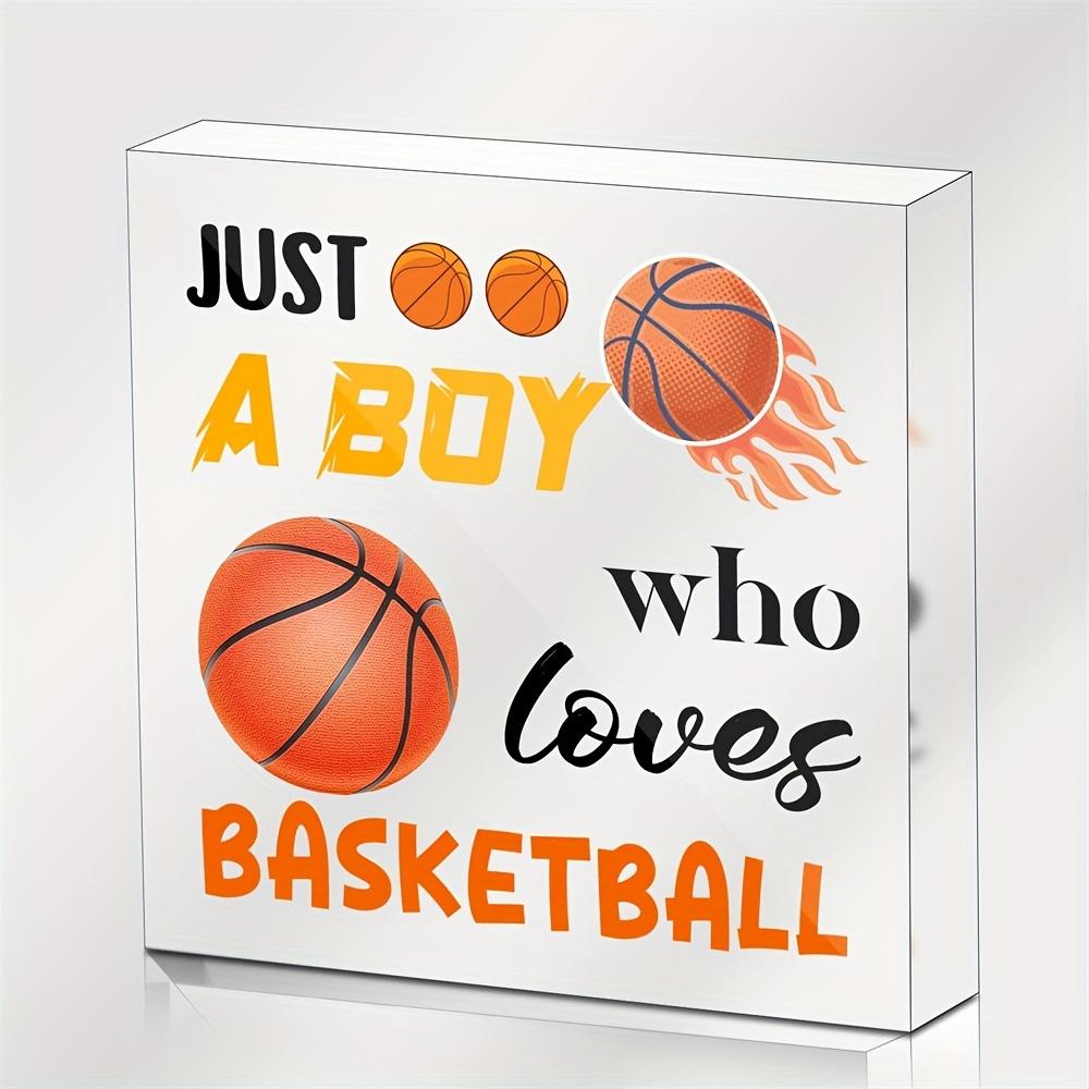 

Basketball Enthusiast Gift for Men - Just A Boy Who Loves Basketball Acrylic Desktop Decoration with Dynamic Basketball Graphics 10*10cm