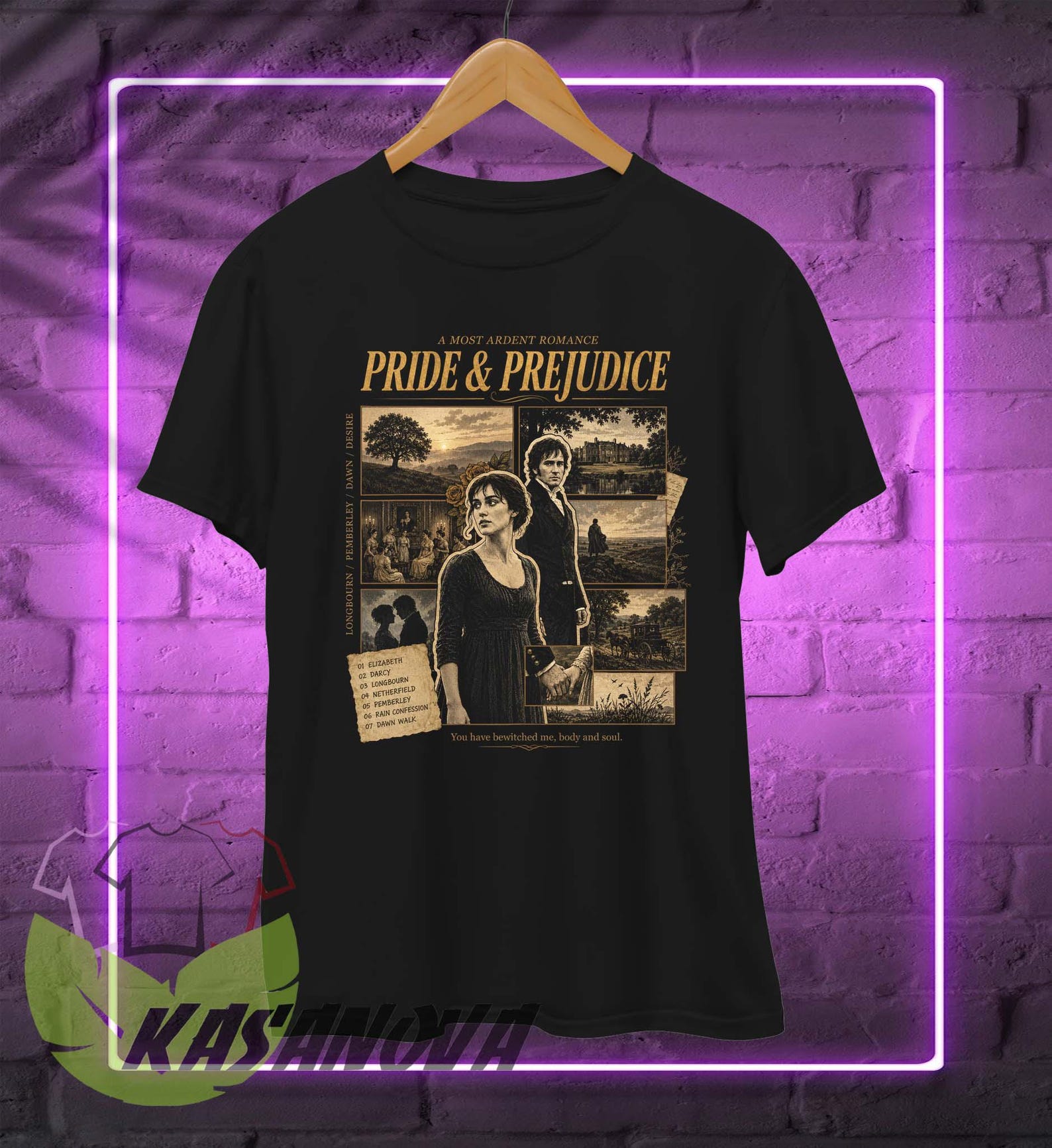 Pride and Prejudice 2005 Film T-Shirt, Elizabeth Darcy Romance Movie Graphic Tee 2XL