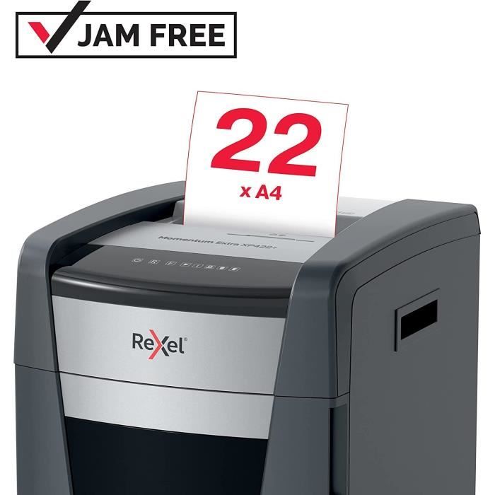 Destructeur - REXEL - Momentum Extra XP422+ - Sécurité P4 - Capacité 22 Feuilles - Corbeille 120L