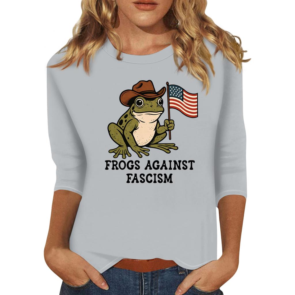 Women's Fashionable Casual Three-quarter Sleeve Round Neck Top