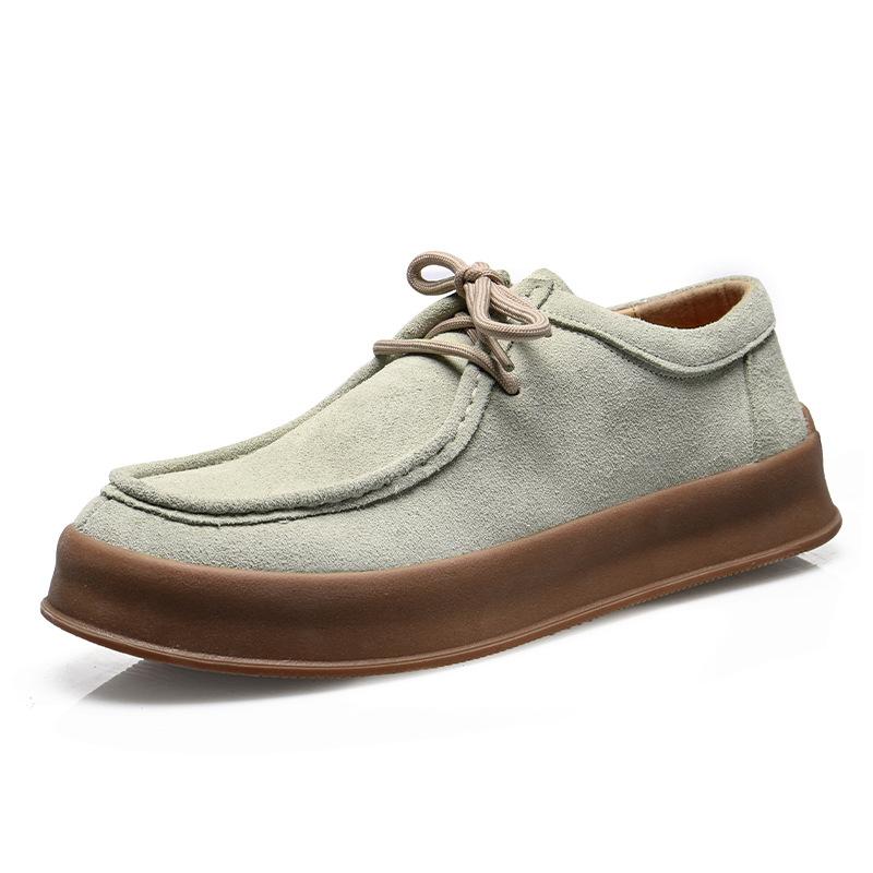Fashion Men's Casual Leather Shoes 2025 New Casual Shoes Spring Cow Suede Leather Men's Shoes Versatile Lace Up Low Top Board Shoe