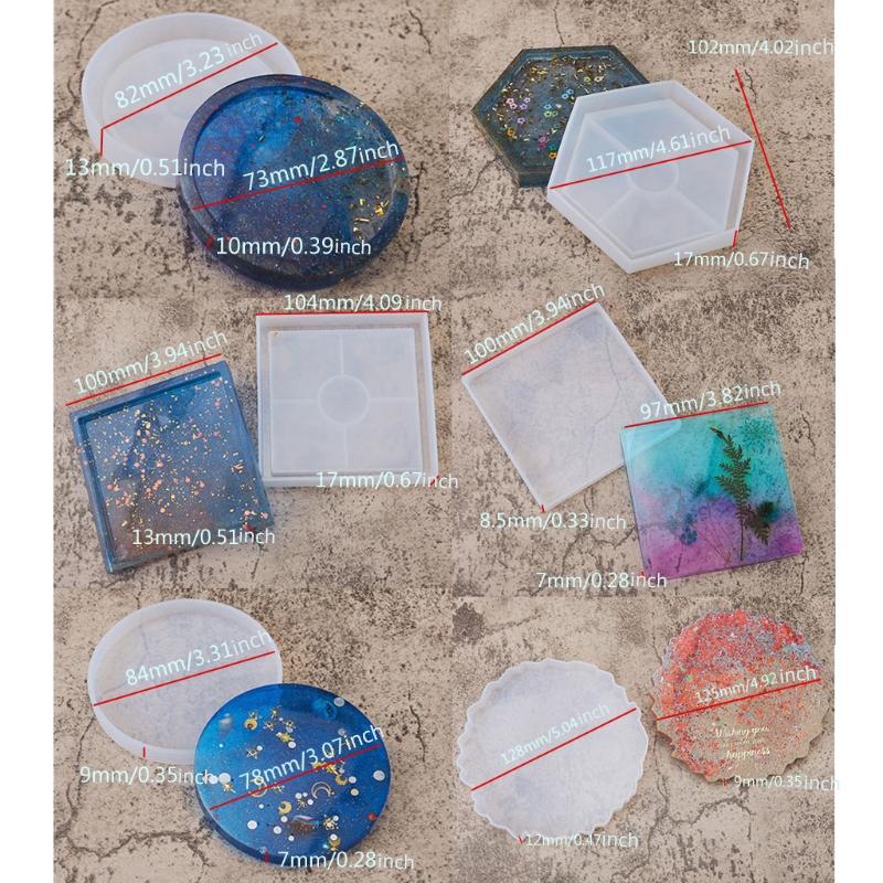3Shapes Handmade Round Square Coaster Resin Mold Tea Mat Tray Coaster Epoxy Resin Silicone Casting Molds Art Craft Tool